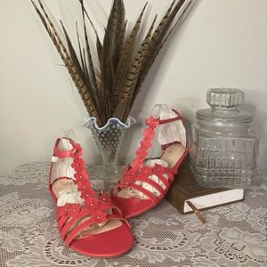 Bella Floral Wedge Sandal by Avon in coral